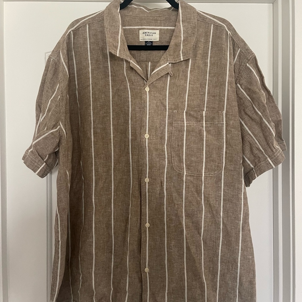 American Eagle Brown Striped Men's Shirt